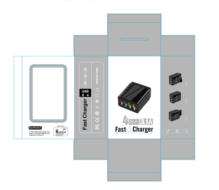 Charger USB Quick Charge 3.0 4 Adaptador de teléfono para tableta Cargador de móvil Portable Mall cargador