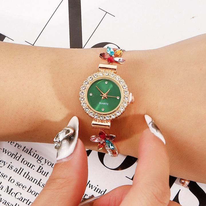 New Fashion Diamond Round Women's Watch Pulsera ajustable Matretería de cuarzo para mujeres