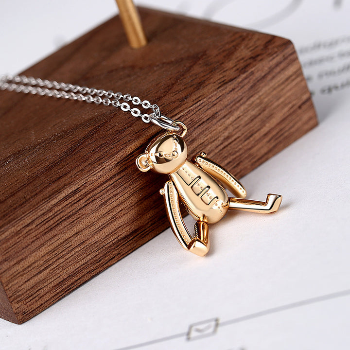 Simple Three-dimensional And Cute Teddy Bear Pendant Necklace Women