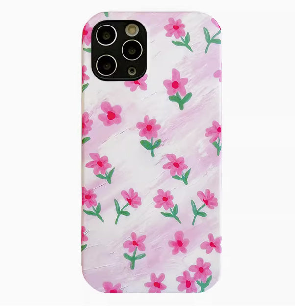 Caixa de celular floral de maquiagem simples de fundação