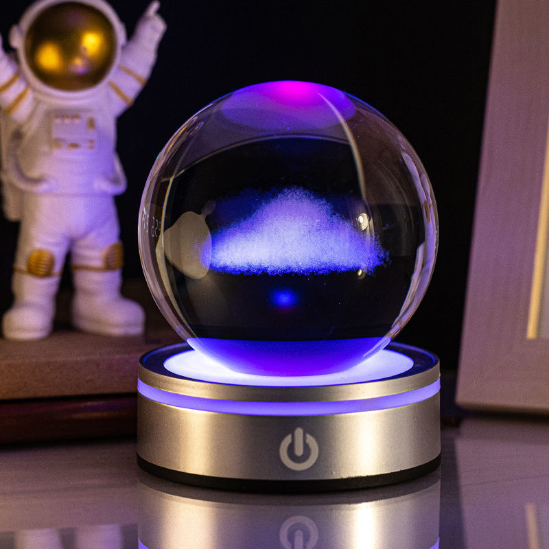 Kreatív 3D belső faragás Világító kristálygömb színes gradiens kis éjszakai lámpa otthoni dekorációk kiválasztása