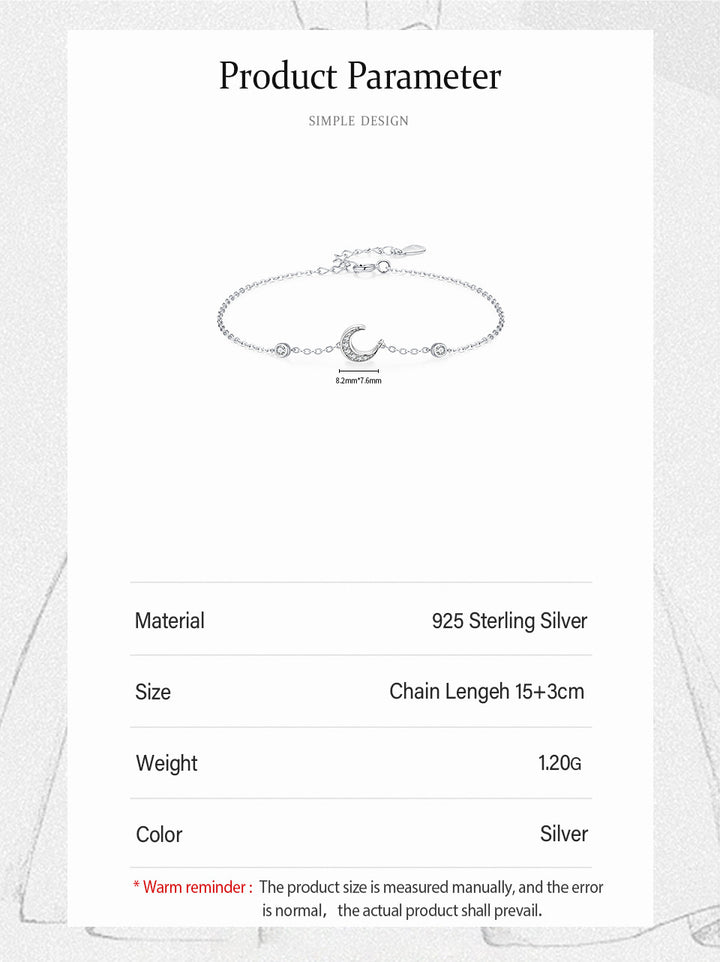 S925 Silver Moon Diamond Bracelet Special-interest Design Ornament