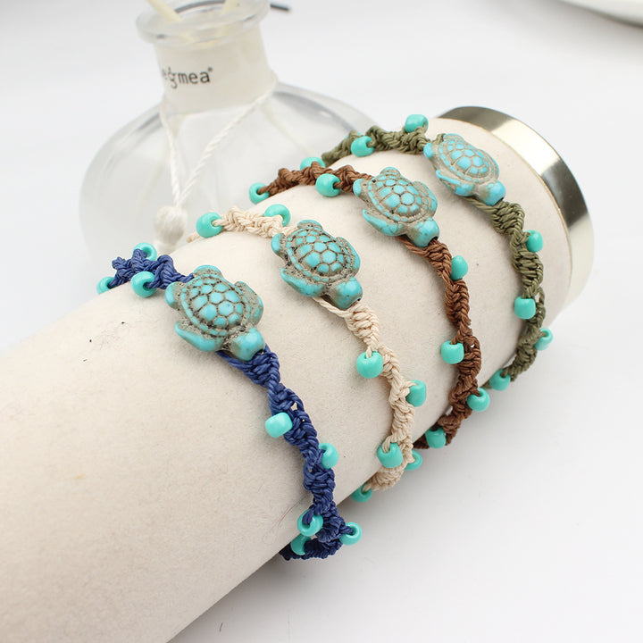 Beach Vacation Style Turquoise Turtle Adjustable Bracelet