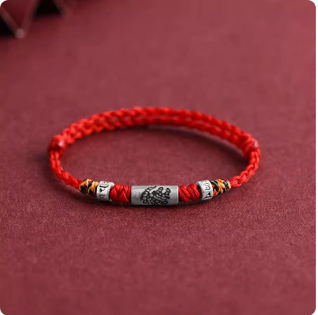 Pure Silver Twelve Zodiac Red Rope Bracelet