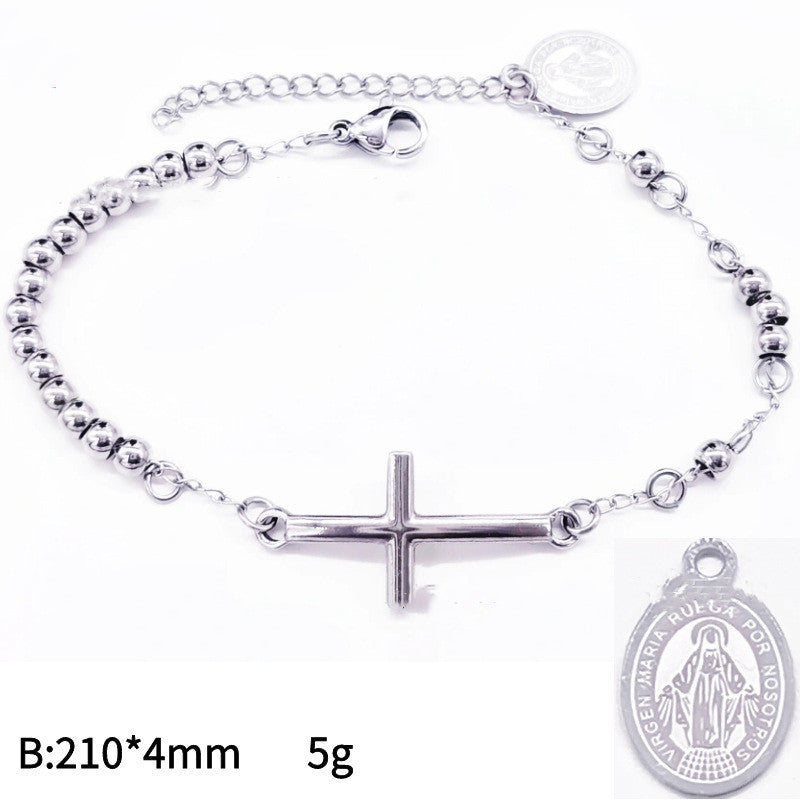 Bracelet croix en acier inoxydable de 4 mm pour hommes