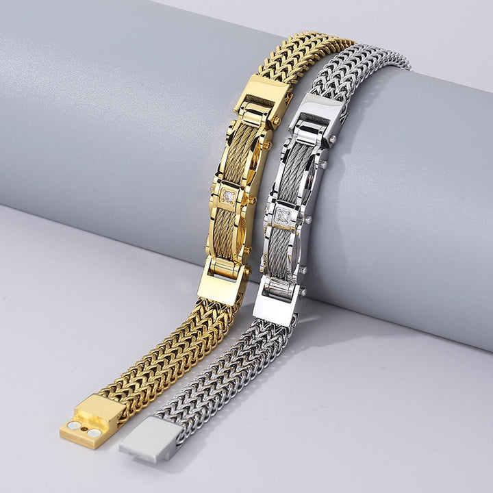 Bracelet pour hommes en acier inoxydable créatif de la mode New Gold