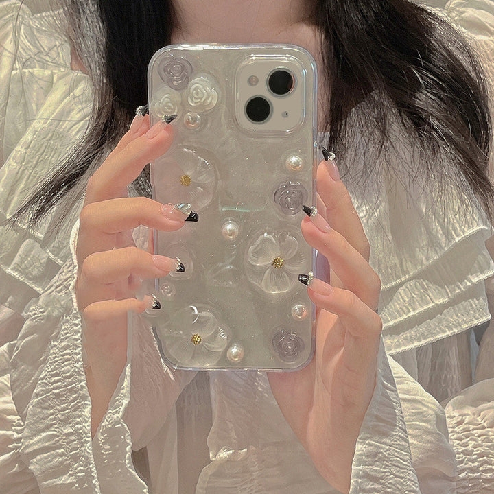 Silicone de capa de telefone de flor de glitter epóxi