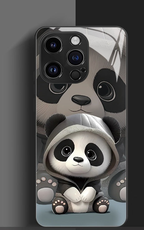 Panda Téléphone Couette mignon Carton National Treasure Glass Hard Hard