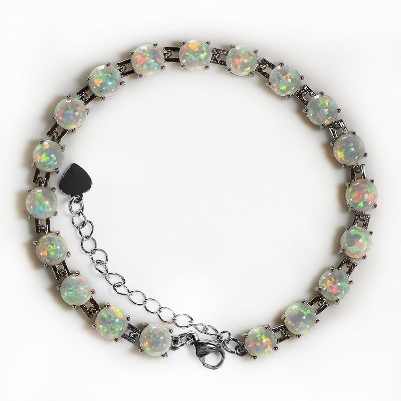 Silver Plated Oval Opal Bracelet Women's Jewelry