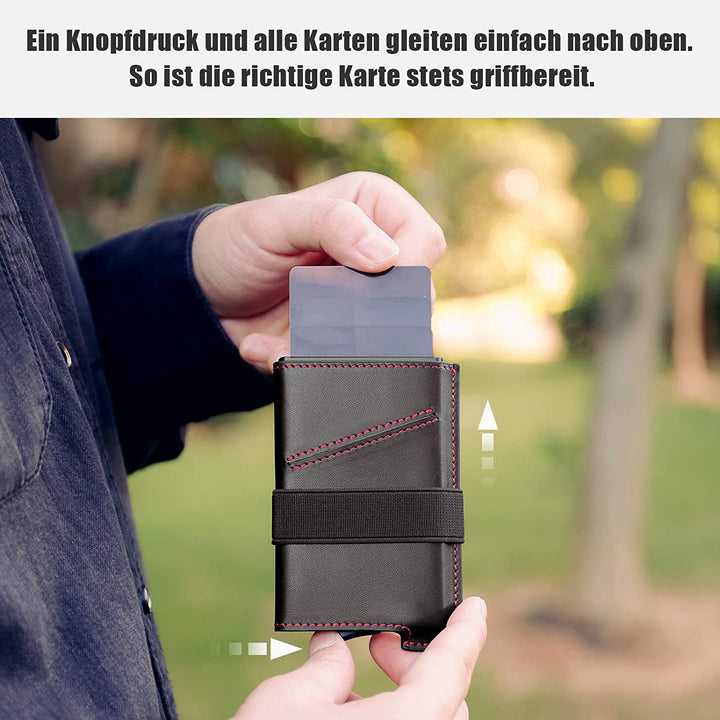Leder -Herren -Brieftasche kompakter Mini -Kartenhalter Aluminiumlegierung Kartenhalter Brieftasche