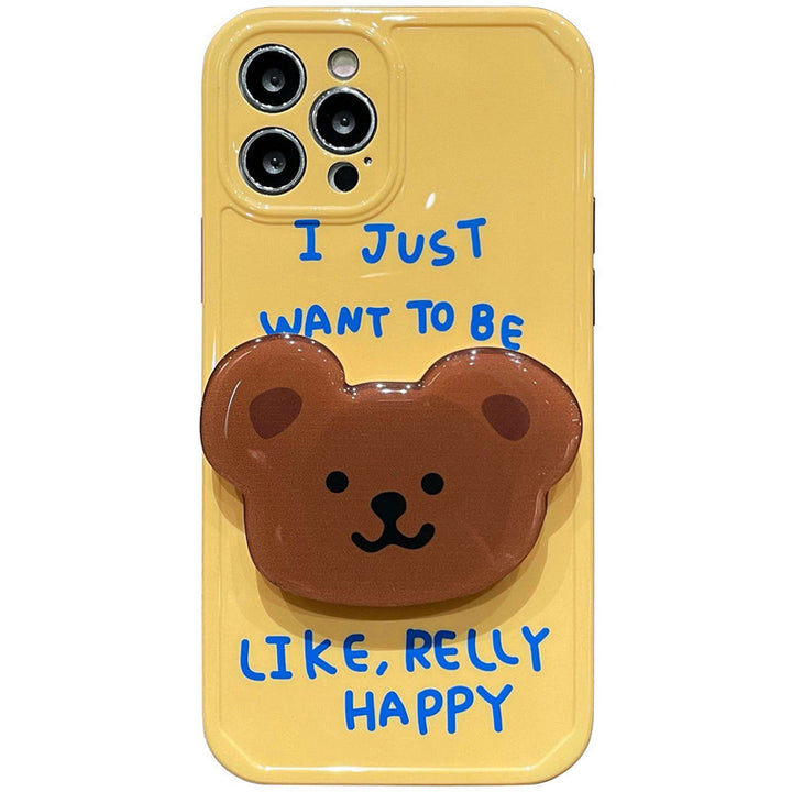 English Bear Stand Mobile Phone Case Protective Cover