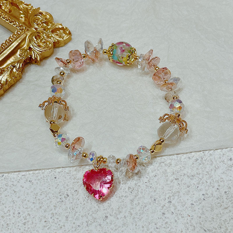 Crystal Bracelet Women's Super Shiny Heart Pendant