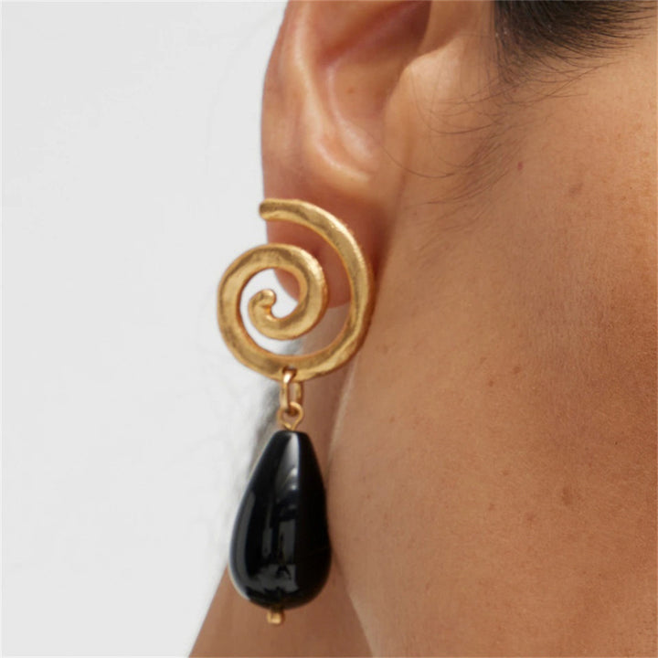 Boucles d'oreilles de drop pour femmes obsidienne
