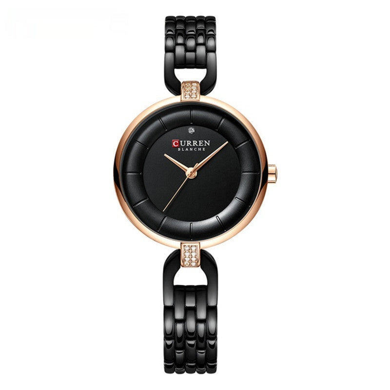 Moda Women's Rhinestone Watch de cuarzo impermeable.