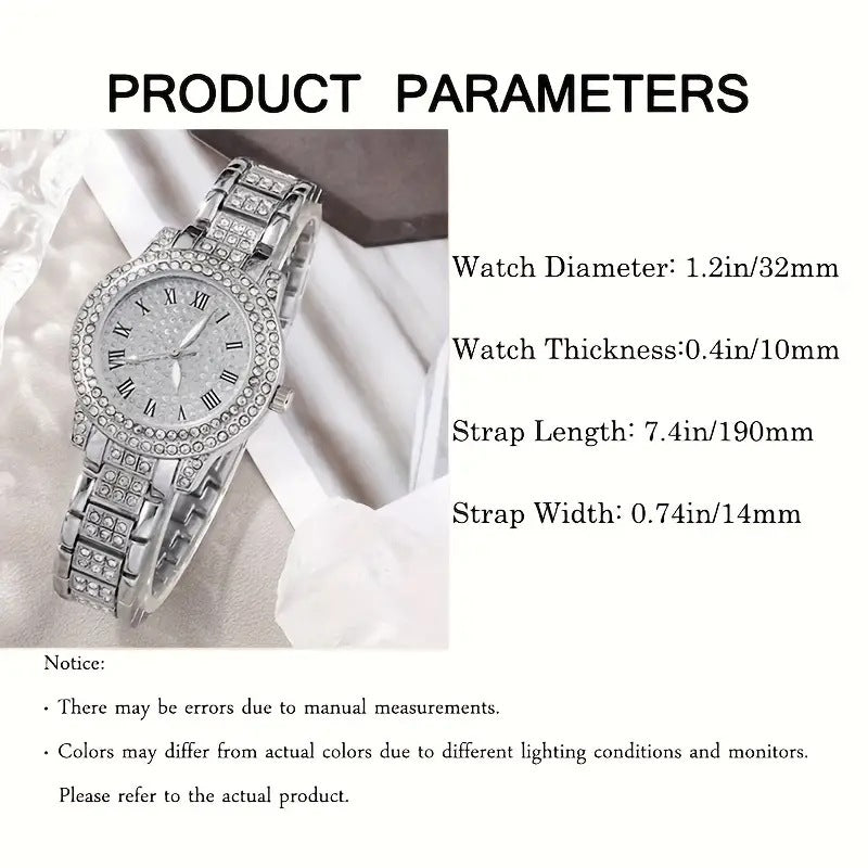 Diamond Fashion Diamond Roman Quart Watch Five Set