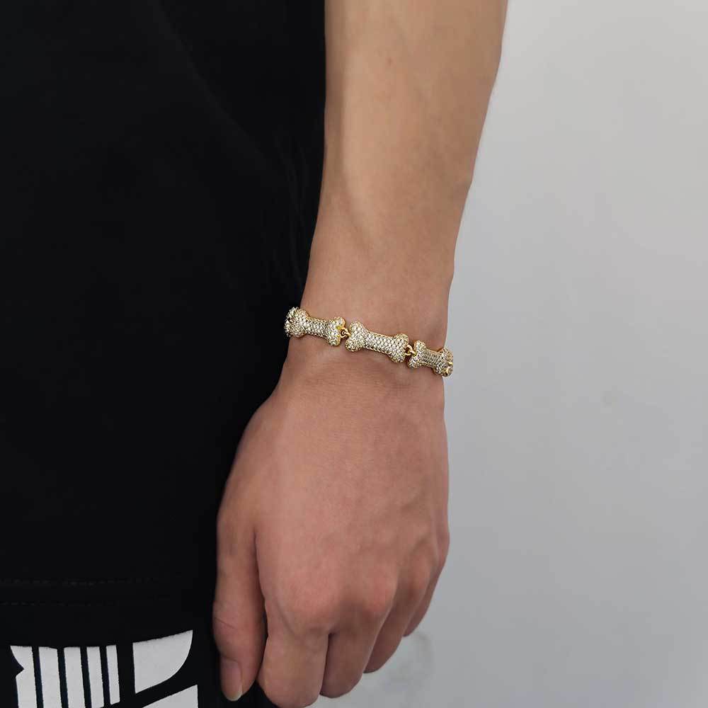 Hip -Hop -Knochenform voller Zirkon Männer und Frauen Armband