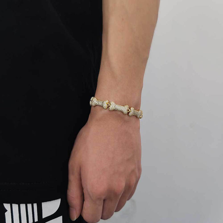 Cruth cnámh hip hop fir agus mná bracelet iomlán zircon