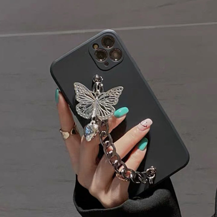 Moda femenina Simple pulsera de mariposa Silicona Caja de teléfono