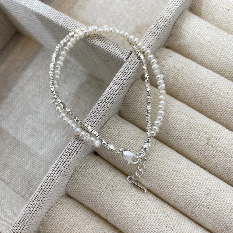 Bracelet de perle simple de haute qualité tempérament à double couche féminin