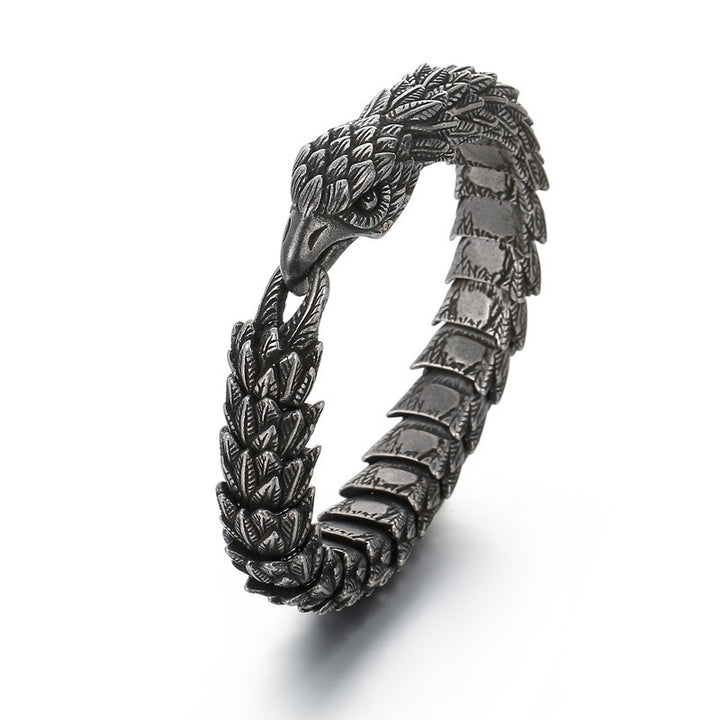 Creative Snake-shaped Eagle Punk Distressed Black Exaggerated Olecranon Titanium Steel Men's Bracelet