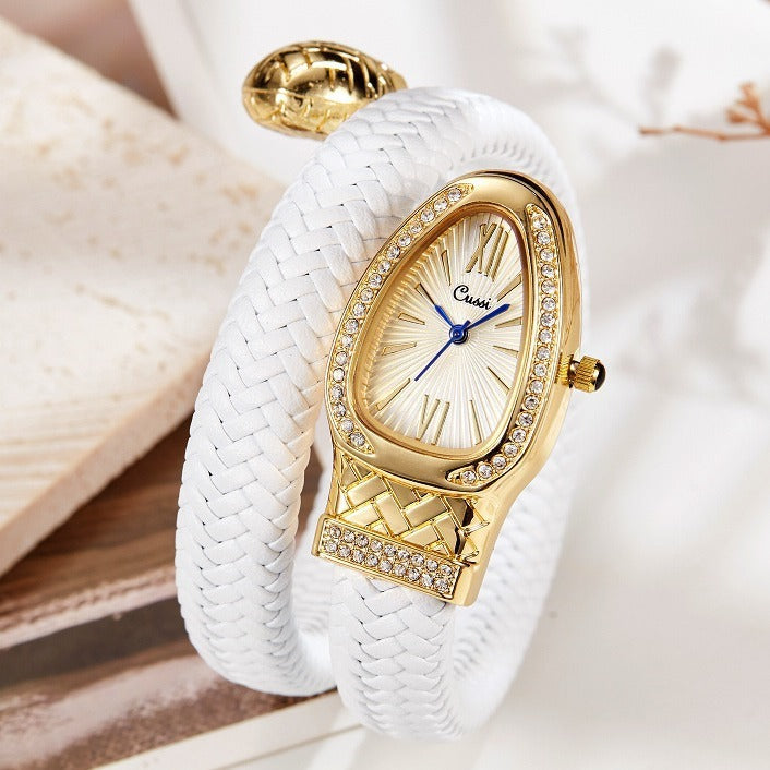 Snake Watch Fashion Quartz Watch Diamond Skóry pasek