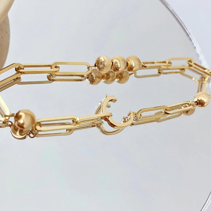 18k gouden katten oogbol checker handgemaakte dikke armband