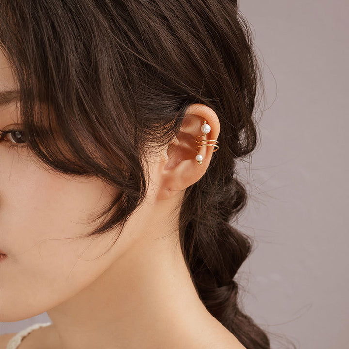 Linie minimalistă Pearl Ear Ear Clip Design Cercei de perle