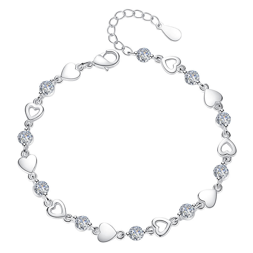 Bracelet en forme de cœur en cristal de zircon pour femmes