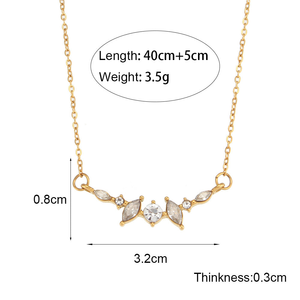 Cadeia óssea personalizada Ornamento ósseo Ornamento feminino de aço inoxidável colar de pétala de zircão
