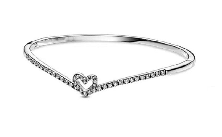 New Product Love Heart Diamond Sterling Silver Bracelet