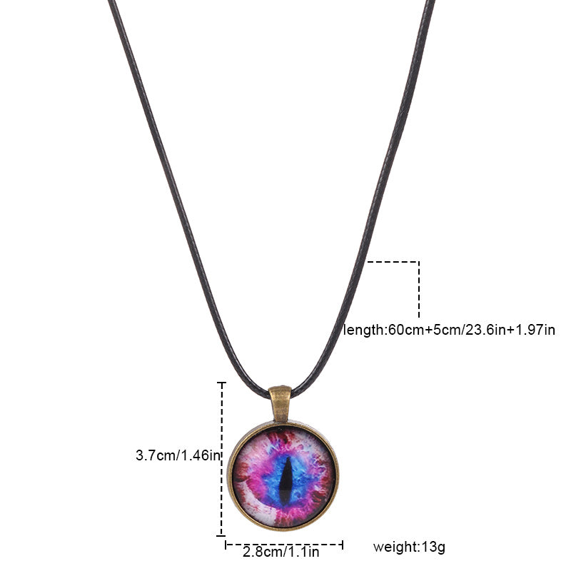 Eenvoudige laisdraaddraad duivel eye trui ketting retro punk time edelsteen oog ketting