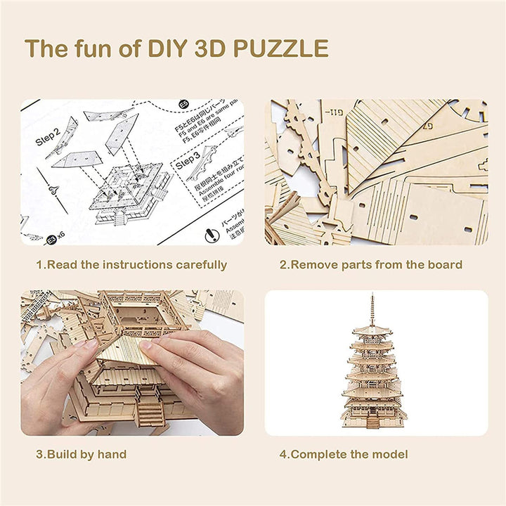 Robotime ötszintes pagoda 3D-s puzzle játékok gyerekeknek Gyerekek születésnapi ajándéka tgn02