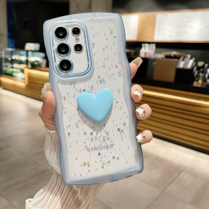 Love Drop Adhesive Transparent Wave Pattern Phone Case