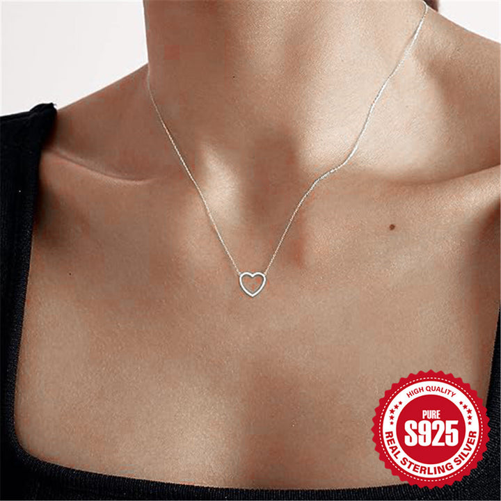 S925 Sterling Silver Ins Glossy Love Women's Daily Wear Collana clavicola