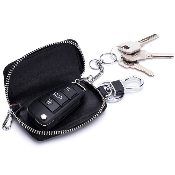 Leather Zipper Car Key Case