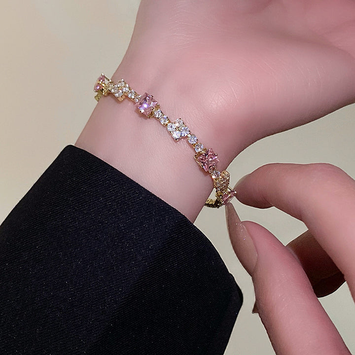 Super Shiny Full Diamond Bracelet Women's Light Luxury High-grade Twin Bracelet Special-interest Design