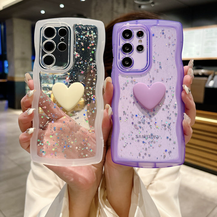 Love Drop Adhesive Transparent Wave Pattern Phone Case