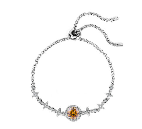 S925 Sterling Silver Bracelet Diamond Bracelet Starry Sky Round Bag Simple