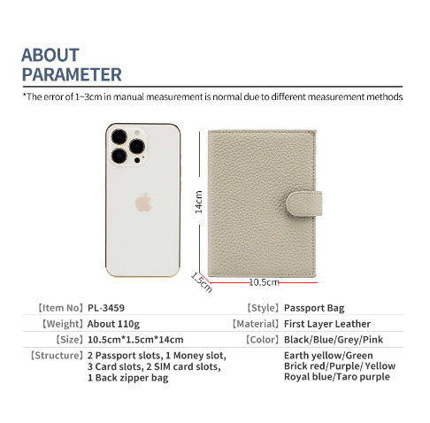 Sac de passeport ultra-mince en cuir RFID multifonctionnel