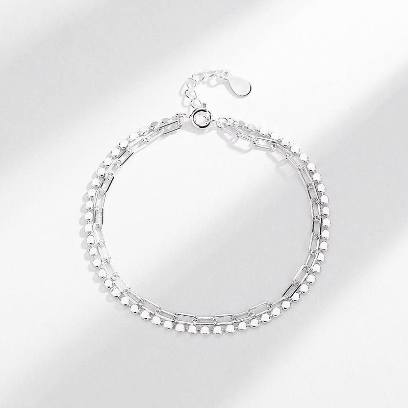 Bracelet brillant à double couche pour femmes en argent sterling pour femmes