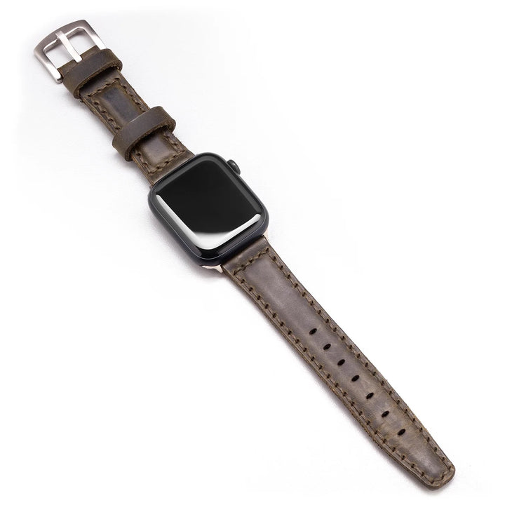 Apple Watch 9 41 MM handgemaakte leren band donkergroen