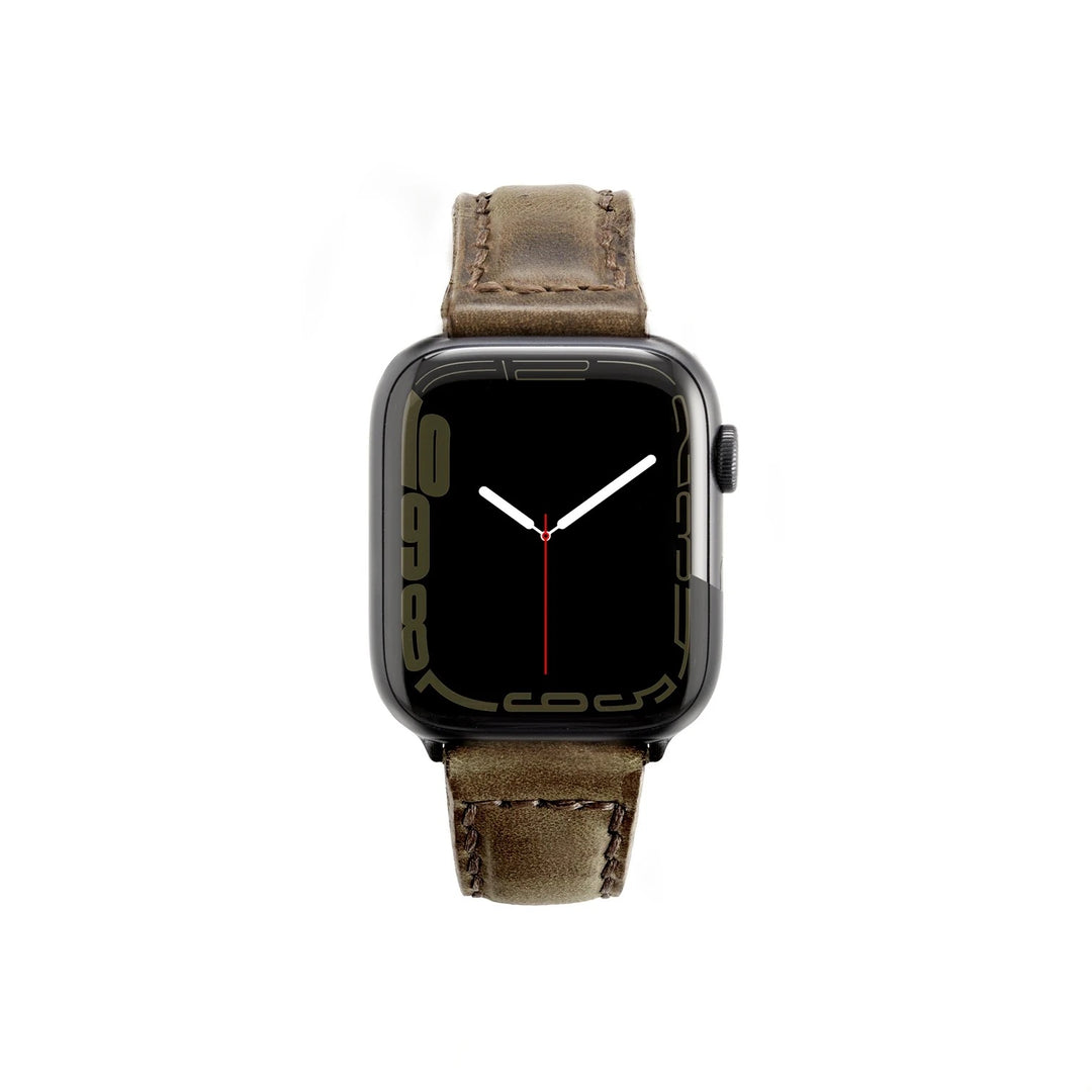 Apple Watch Ultra 49 MM El Yapımı Deri Kordon Kayış Koyu Yeşil