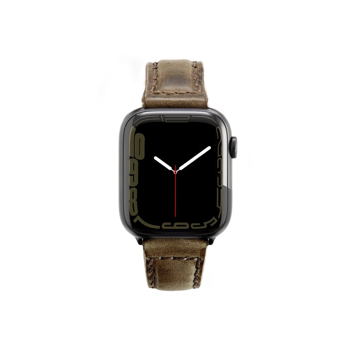 Apple Watch SE 2 2022 44 MM El Yapımı Deri Kordon Kayış Koyu Yeşil