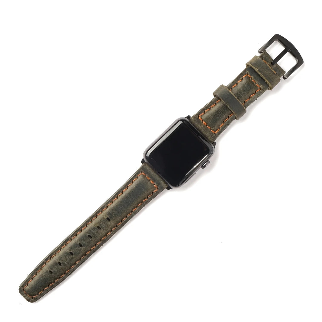 Apple Watch SE 2 2022 44 mm handgefertigtes Lederarmband dunkelgrün