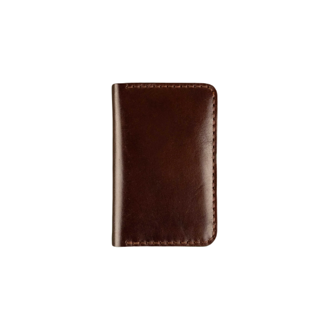 Vertical Fold Leather Wallet Brown