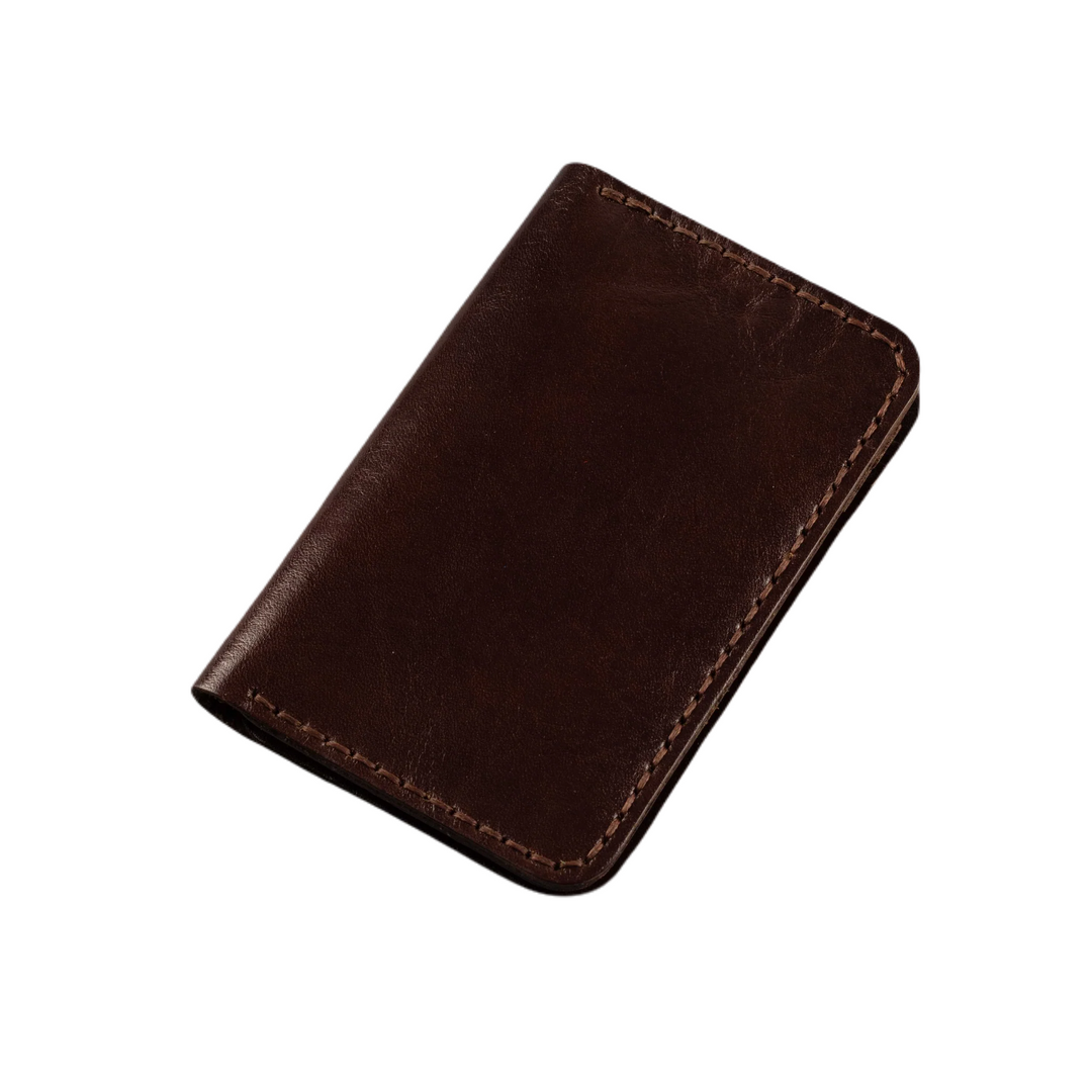 Vertical Fold Leather Wallet Brown