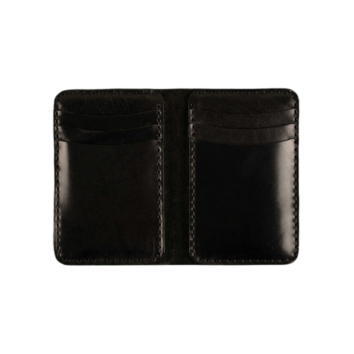 Vertical Fold Leather Wallet Black