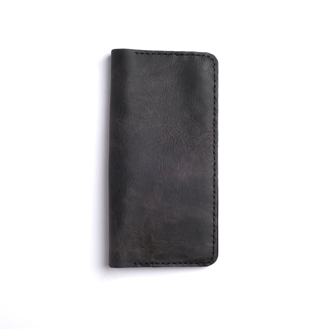 Handgefertigte Geldbörse aus schlichtem Leder in Schwarz