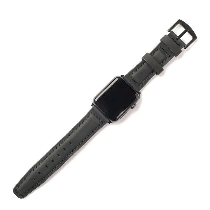 Apple Watch 7 45 MM Handmade Leather Band Strap Black