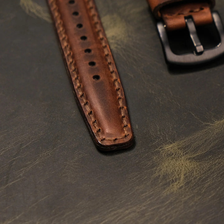 Apple Watch 8 45 mm Correa de banda de cuero hecha a mano marrón